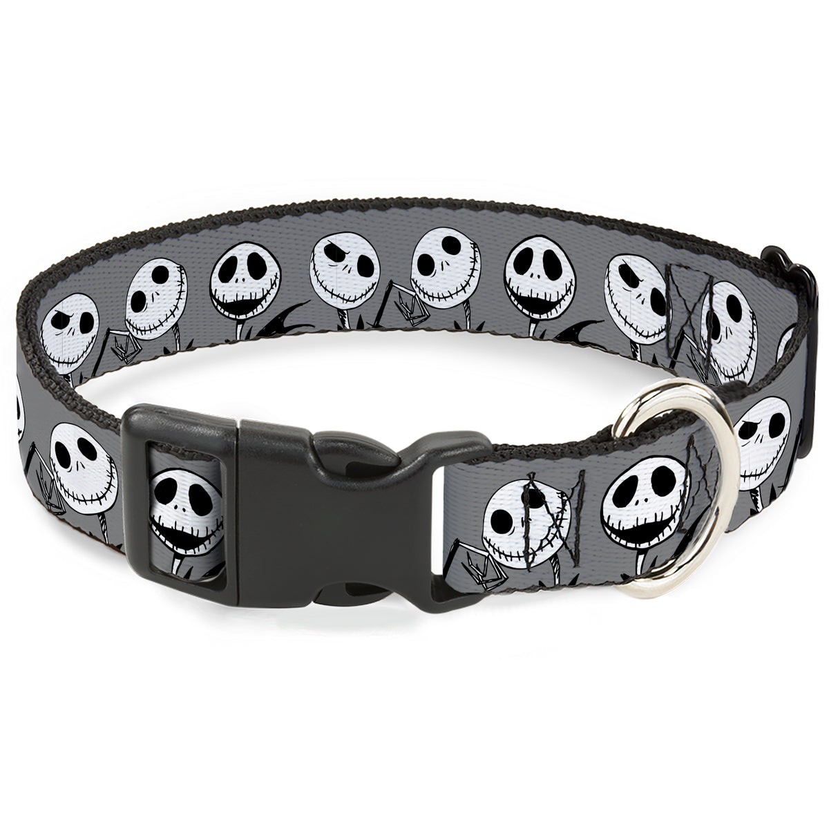 Plastic Clip Collar - The Nightmare Before Christmas Jack Three Expressions Gray Dog Collars Plastic Clip Side Release Disney