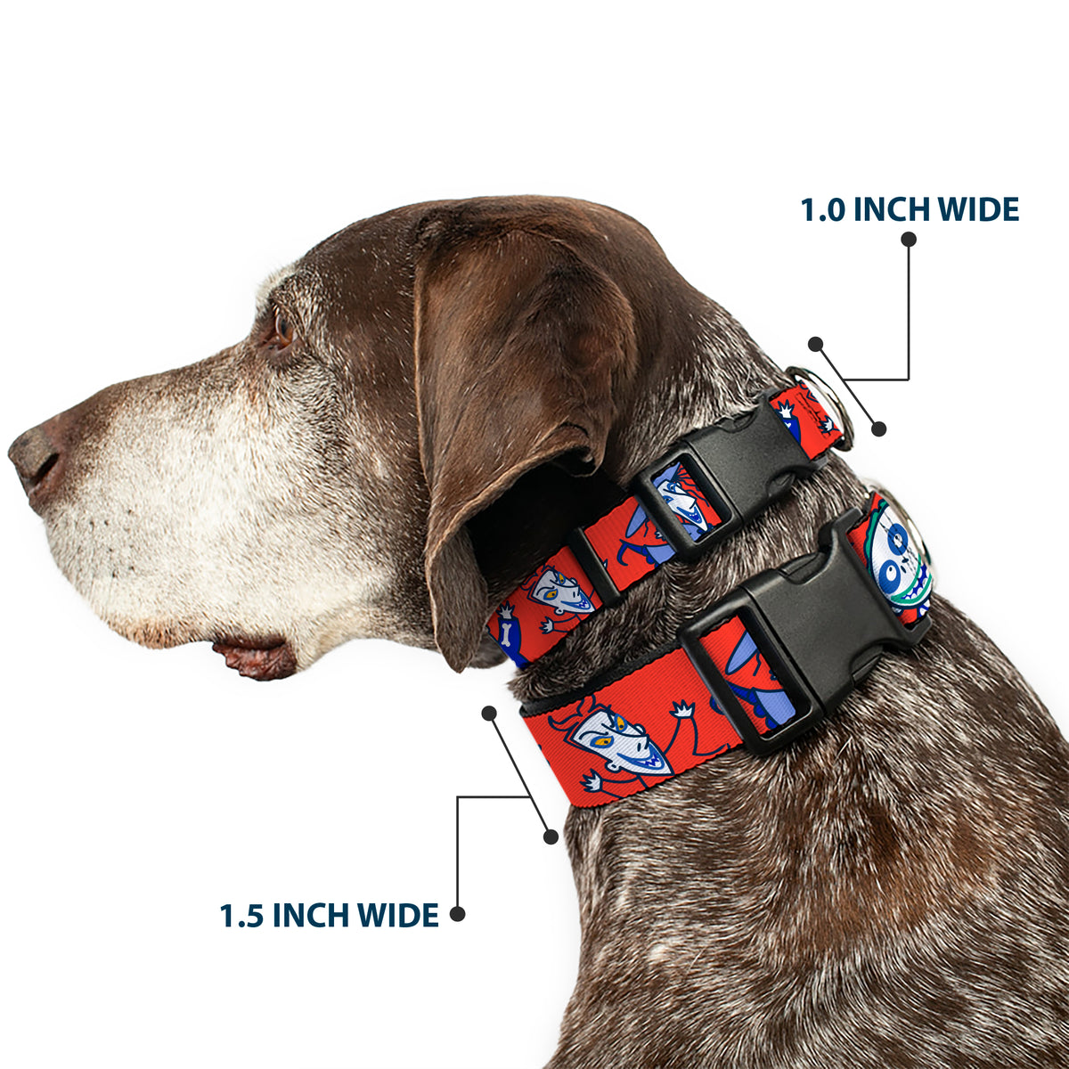 Plastic Clip Collar - The Nightmare Before Christmas Lock Stock and Barrel Group Pose Red Dog Collars Plastic Clip Side Release Disney