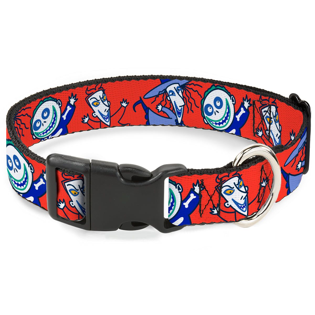 Plastic Clip Collar - The Nightmare Before Christmas Lock Stock and Barrel Group Pose Red Dog Collars Plastic Clip Side Release Disney