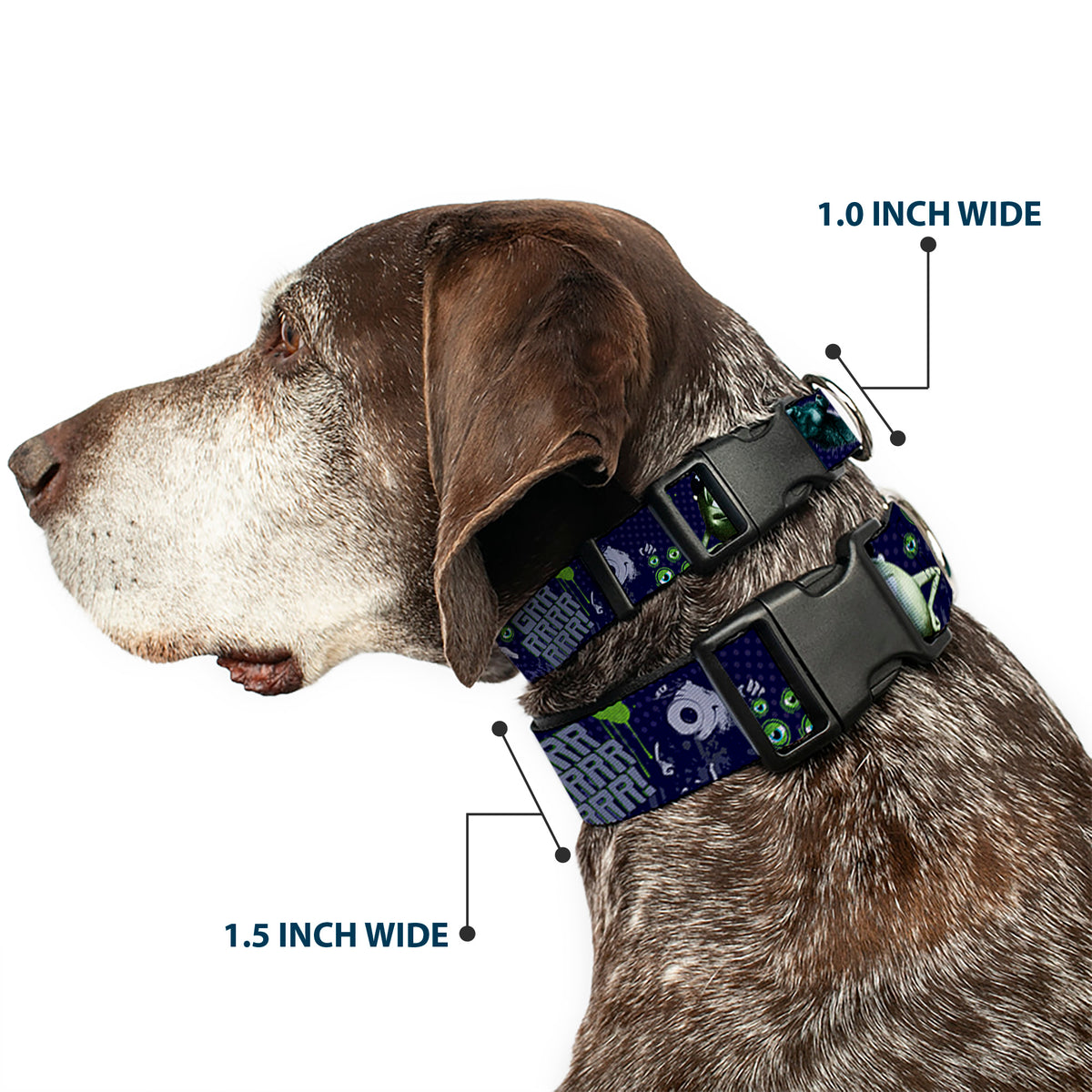 Plastic Clip Collar - Monsters University Sully & Mike Poses/GRRRRR! Dog Collars Plastic Clip Side Release Disney