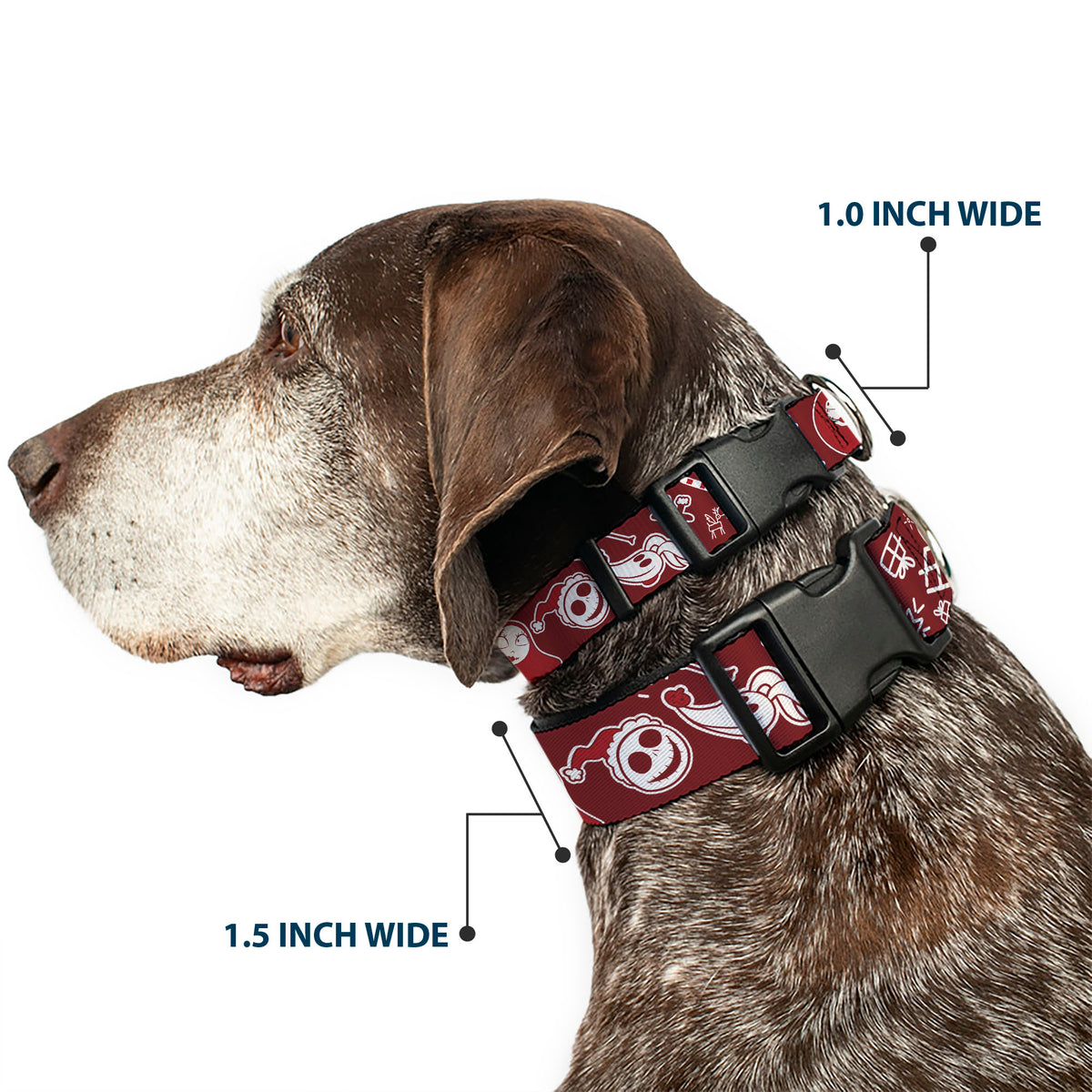 Plastic Clip Collar - The Nightmare Before Christmas Icons Collage Burgundy/Reds Dog Collars Plastic Clip Side Release Disney