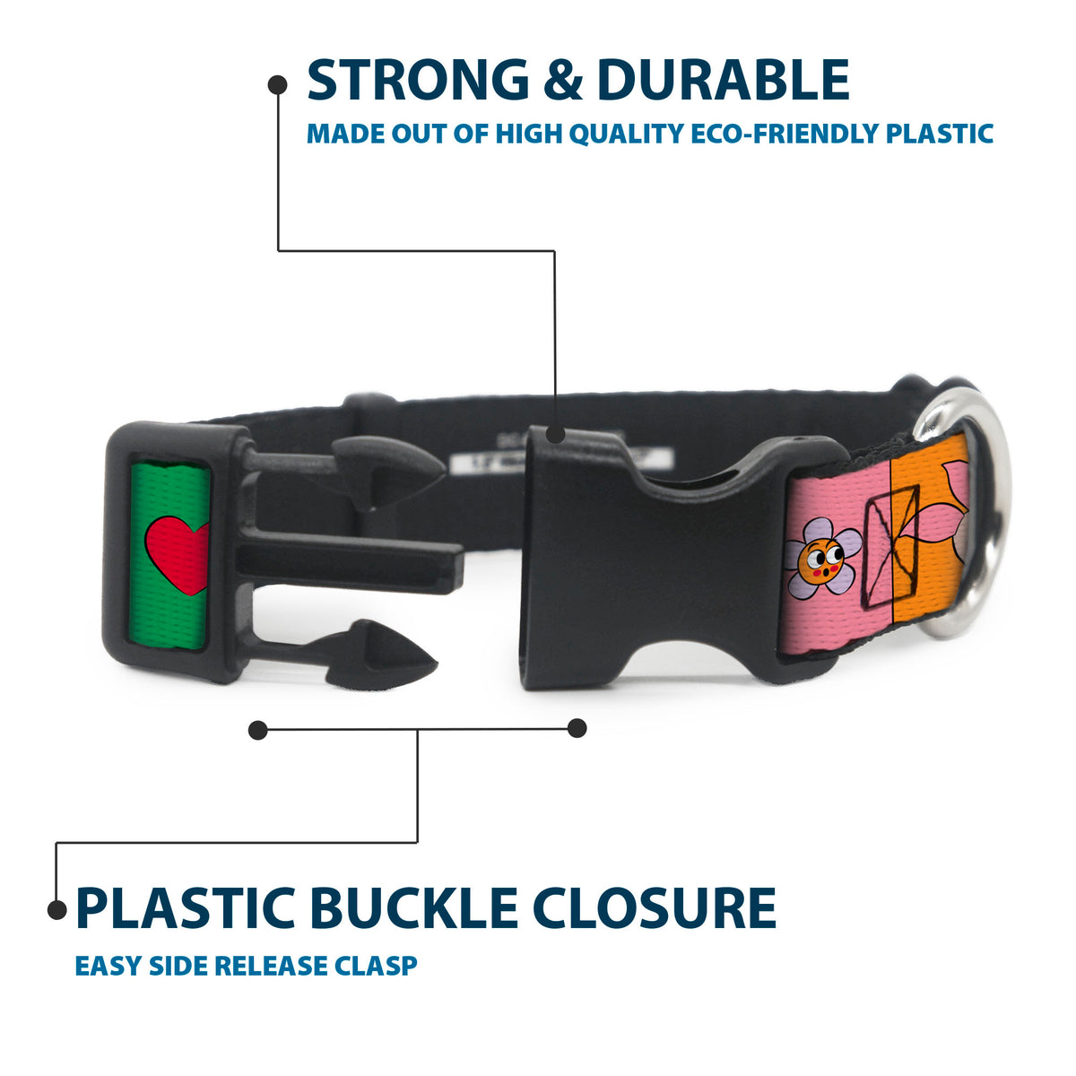 Plastic Clip Collar - Winnie the Pooh and Friends and Icons Blocks Multi Color Dog Collars Plastic Clip Side Release Disney
