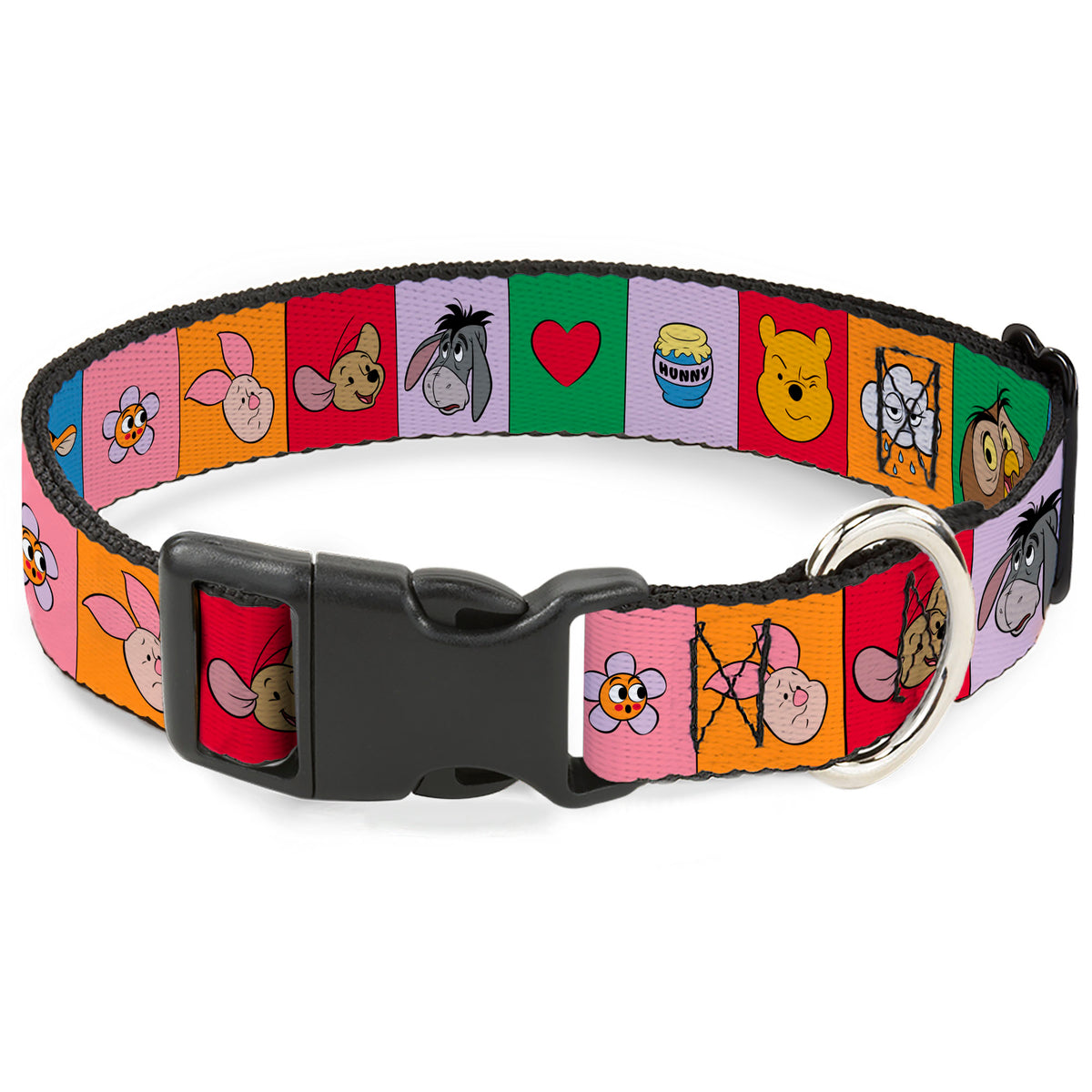 Plastic Clip Collar - Winnie the Pooh and Friends and Icons Blocks Multi Color Dog Collars Plastic Clip Side Release Disney