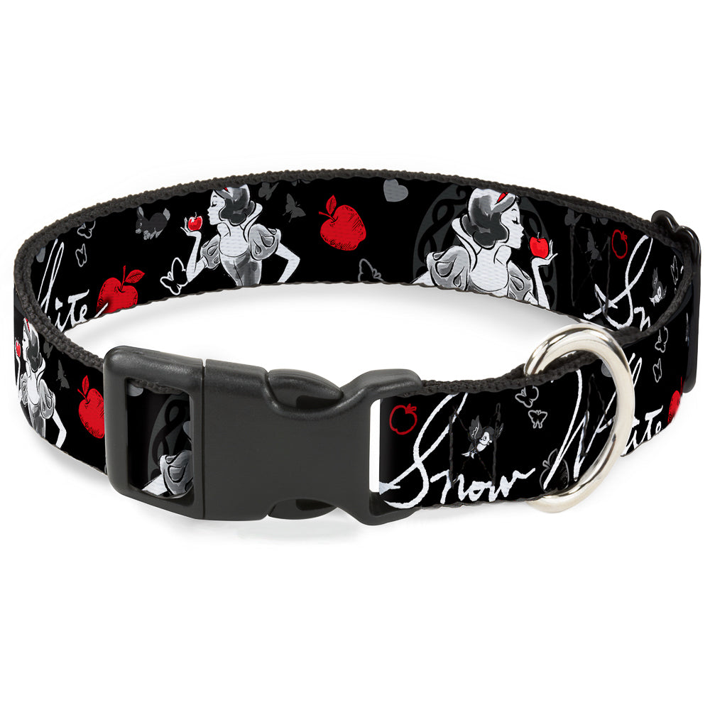 Plastic Clip Collar - SNOW WHITE Apple Poses/Butterflies Black/Gray/Red Dog Collars Plastic Clip Side Release Disney