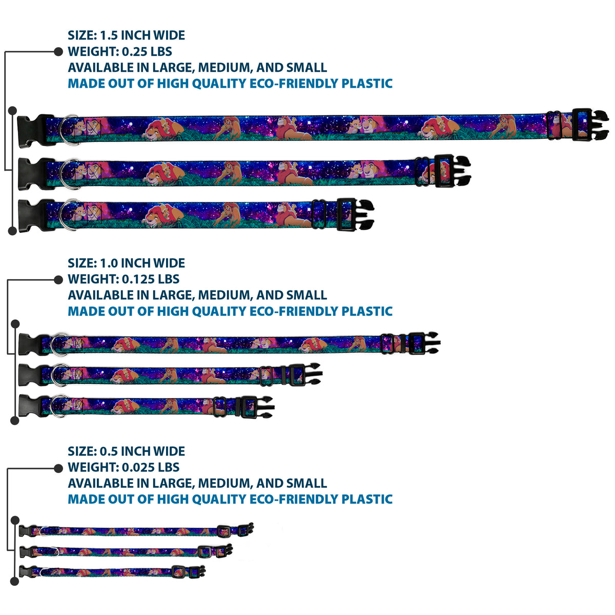 Plastic Clip Collar - Mufasa & Simba Night Poses Dog Collars Plastic Clip Side Release Disney