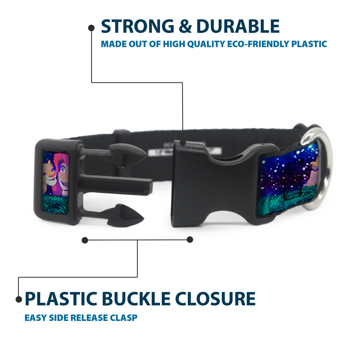 Plastic Clip Collar - Mufasa & Simba Night Poses Dog Collars Plastic Clip Side Release Disney