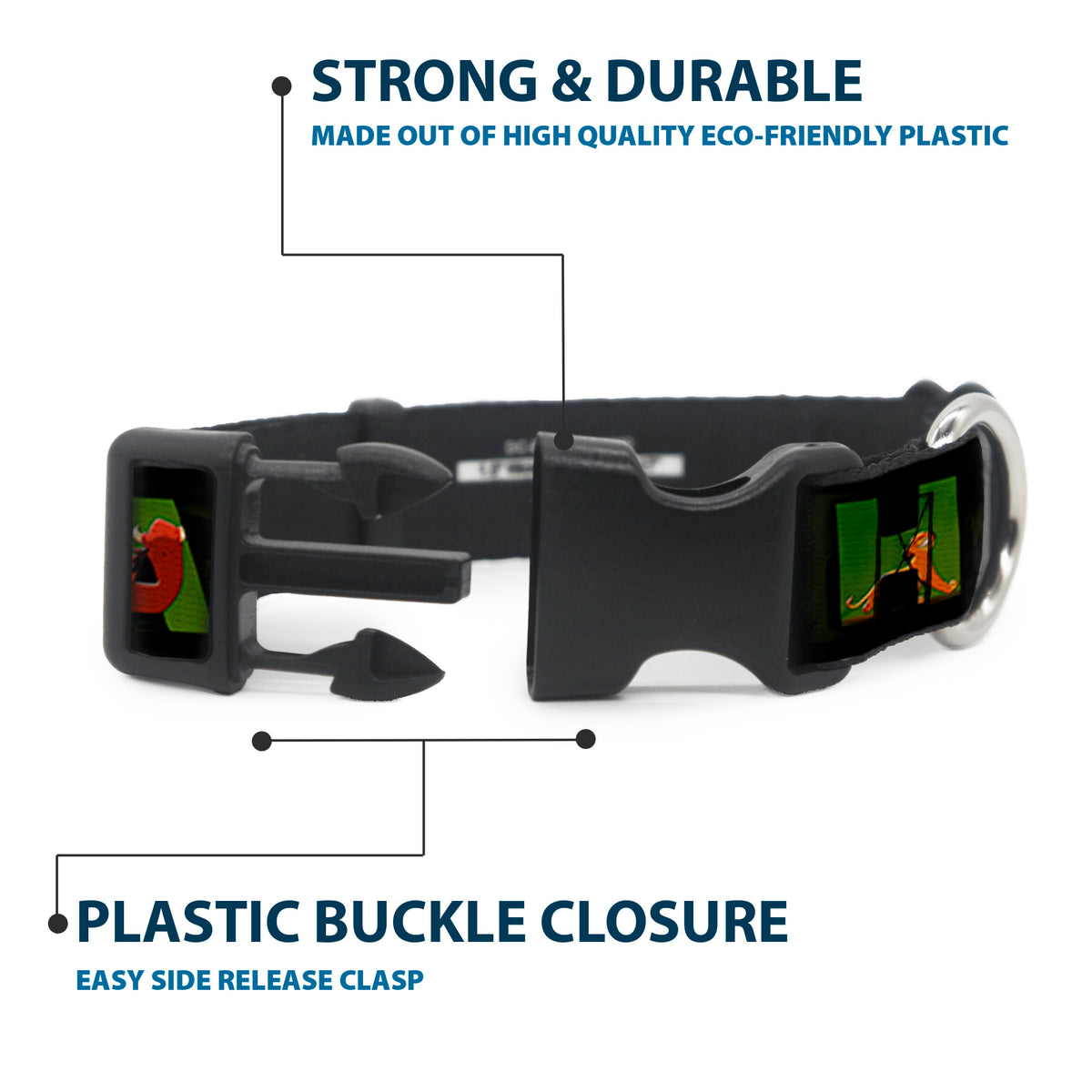 Plastic Clip Collar - HAKUNA MATATA Black/Lion King Scenes Dog Collars Plastic Clip Side Release Disney