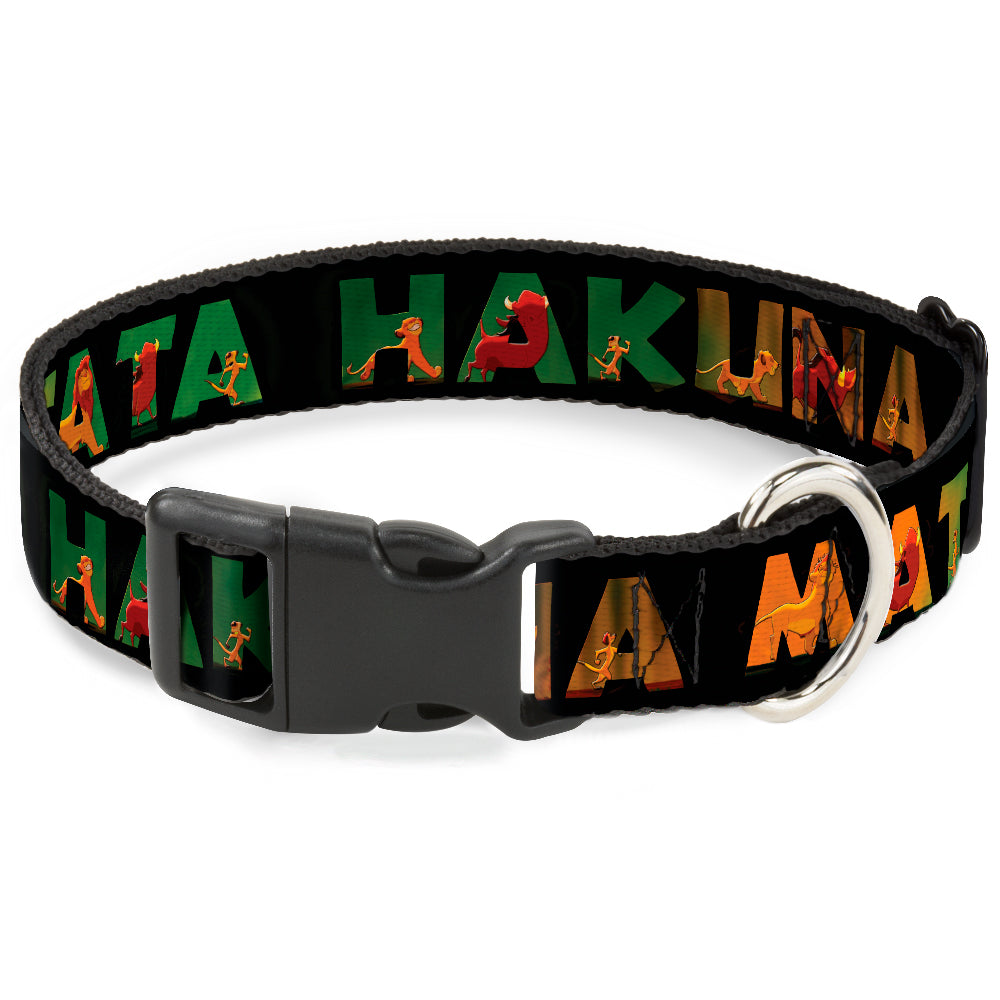 Plastic Clip Collar - HAKUNA MATATA Black/Lion King Scenes Dog Collars Plastic Clip Side Release Disney