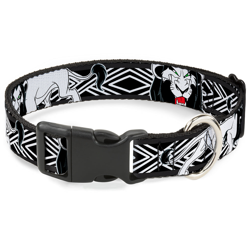 Plastic Clip Collar - Lion King Scar Poses White/Black Dog Collars Plastic Clip Side Release Disney