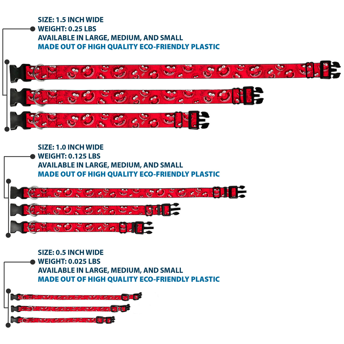Plastic Clip Collar - Animal Expressions Scattered Reds Dog Collars Plastic Clip Side Release Disney