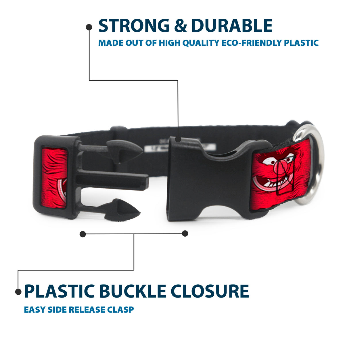 Plastic Clip Collar - Animal Expressions Scattered Reds Dog Collars Plastic Clip Side Release Disney