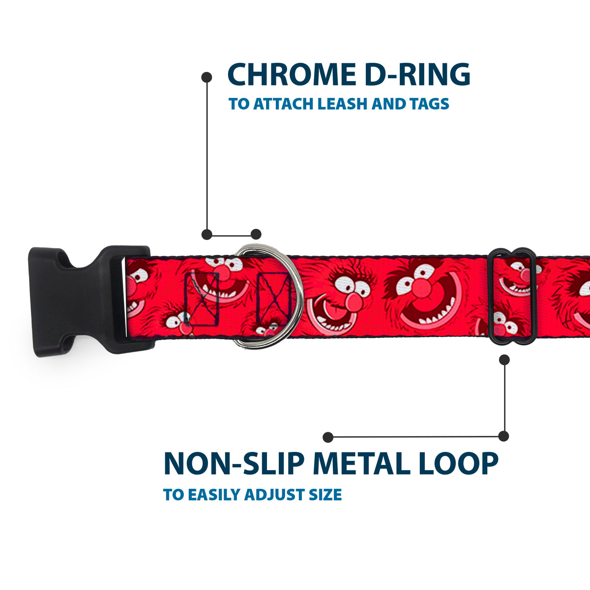 Plastic Clip Collar - Animal Expressions Scattered Reds Dog Collars Plastic Clip Side Release Disney