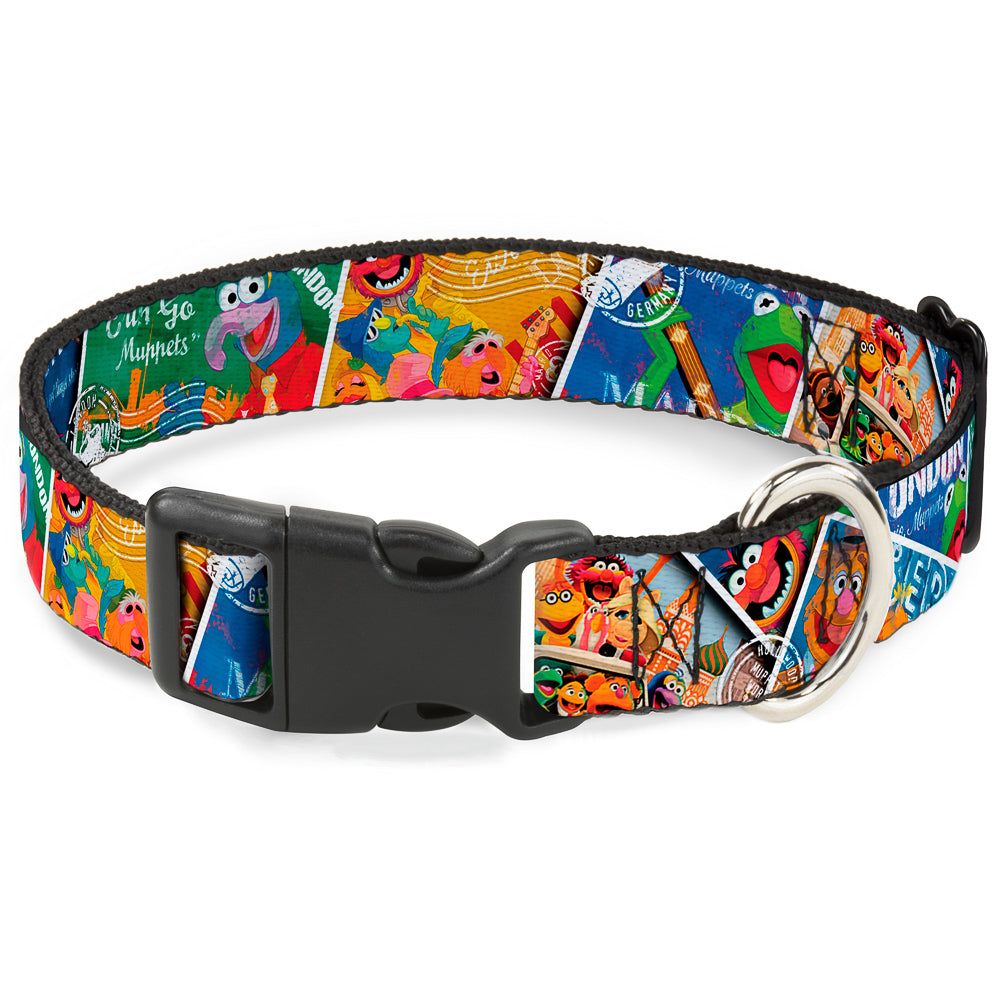 Plastic Clip Collar - Muppets Postage Stamps Stacked Dog Collars Plastic Clip Side Release Disney