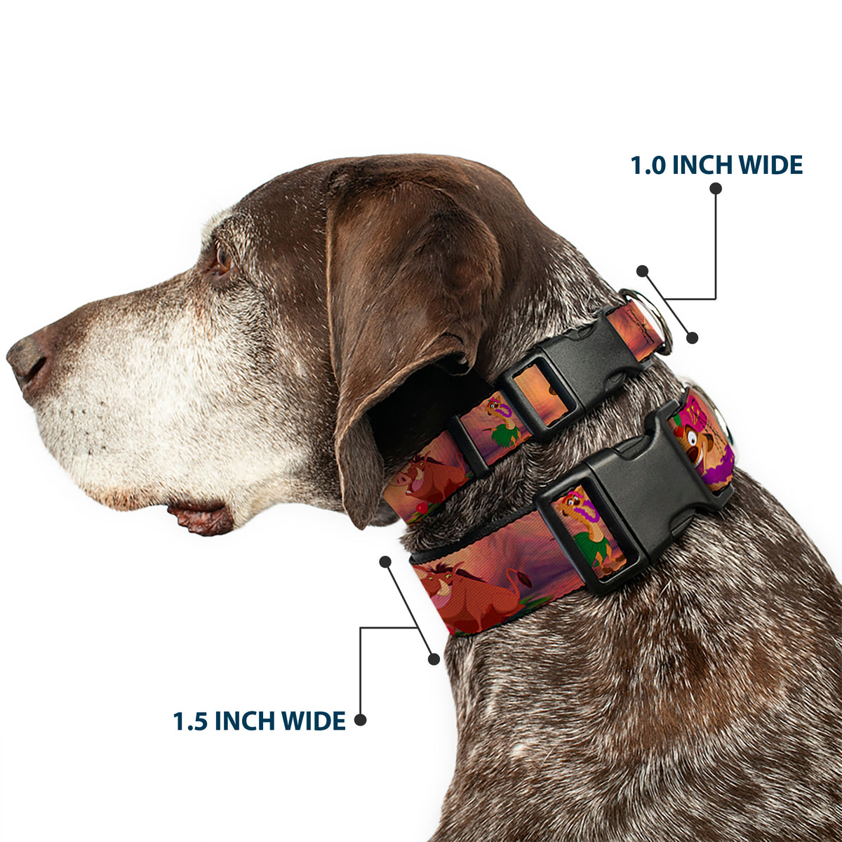 Plastic Clip Collar - Timon & Pumba The Hula Song Poses Dog Collars Plastic Clip Side Release Disney