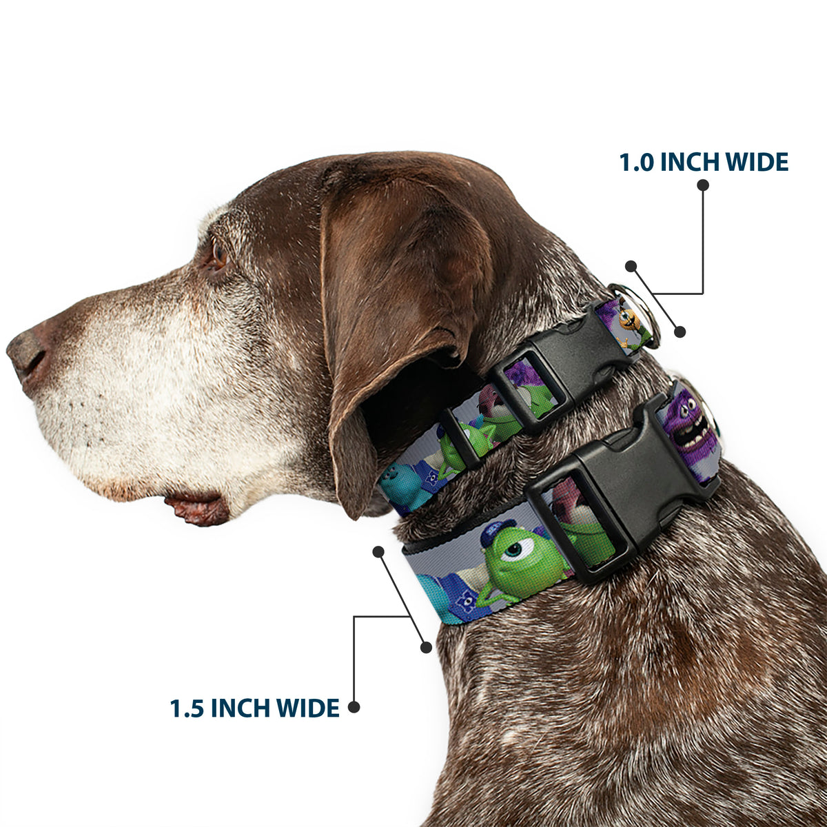 Plastic Clip Collar - Monsters University Character Lineup Gray Dog Collars Plastic Clip Side Release Disney