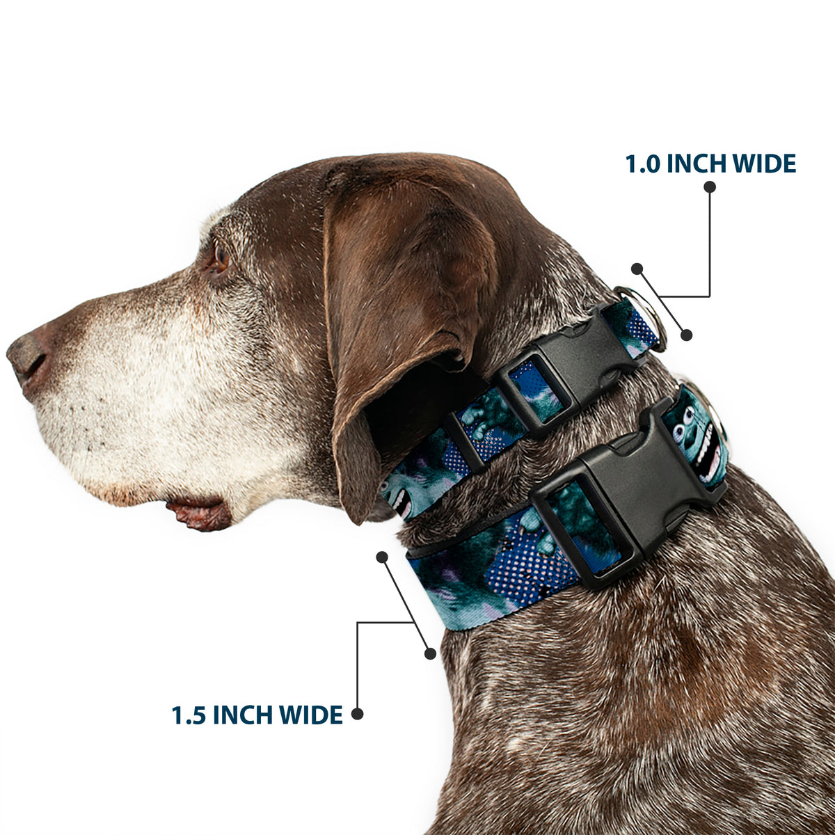 Plastic Clip Collar - Sulley Scare Pose/Dots Blues/White Dog Collars Plastic Clip Side Release Disney
