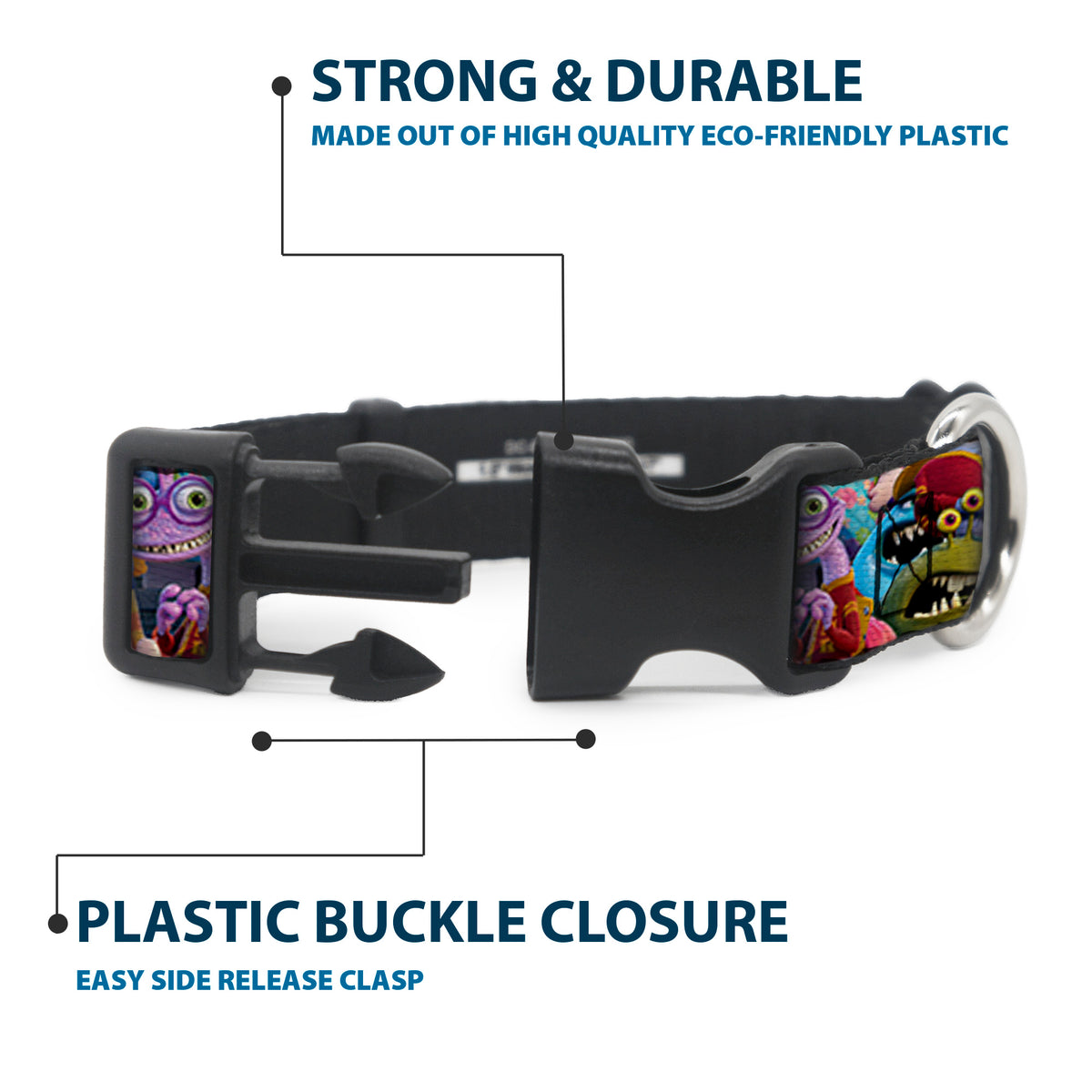 Plastic Clip Collar - Monsters University Monsters Stacked Dog Collars Plastic Clip Side Release Disney