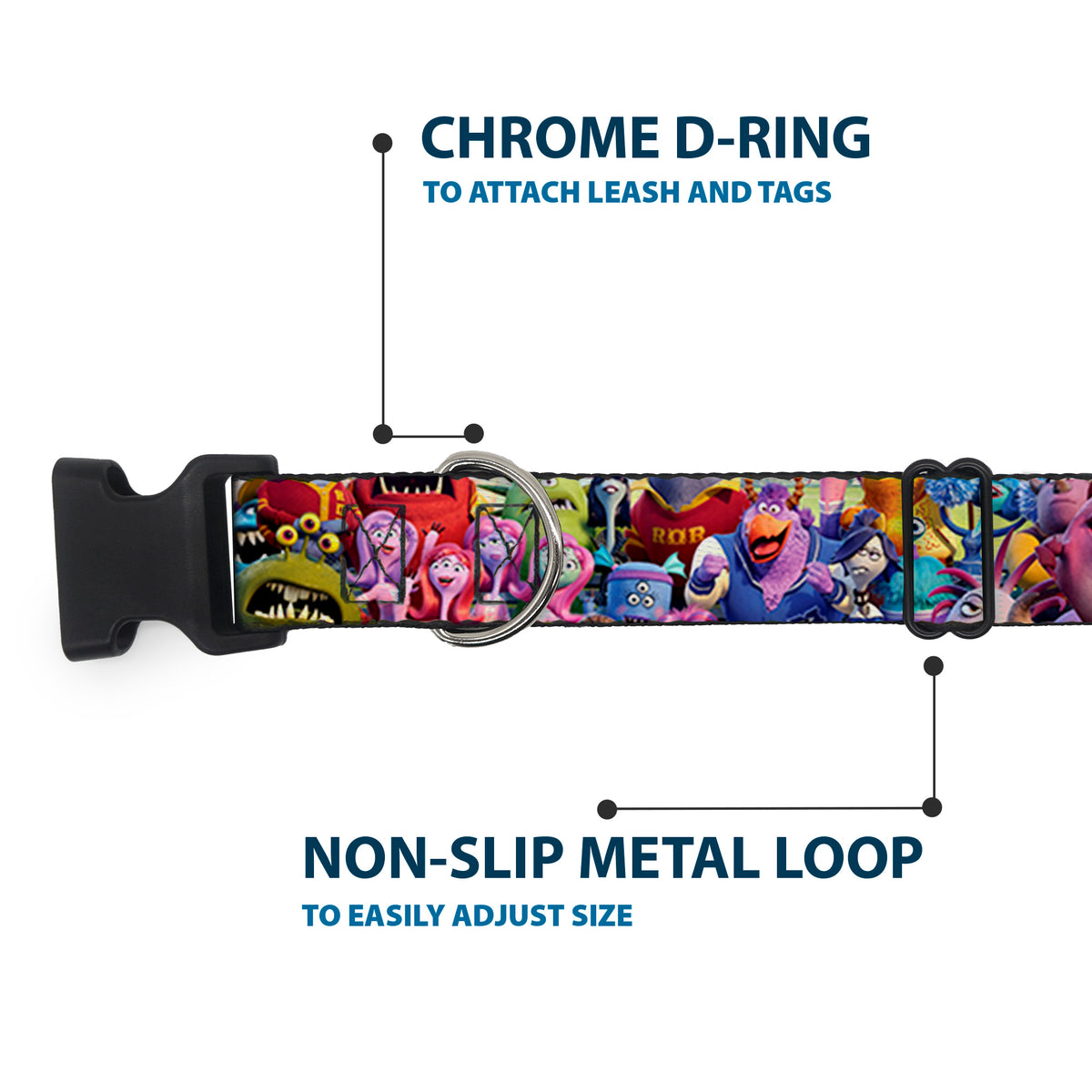 Plastic Clip Collar - Monsters University Monsters Stacked Dog Collars Plastic Clip Side Release Disney