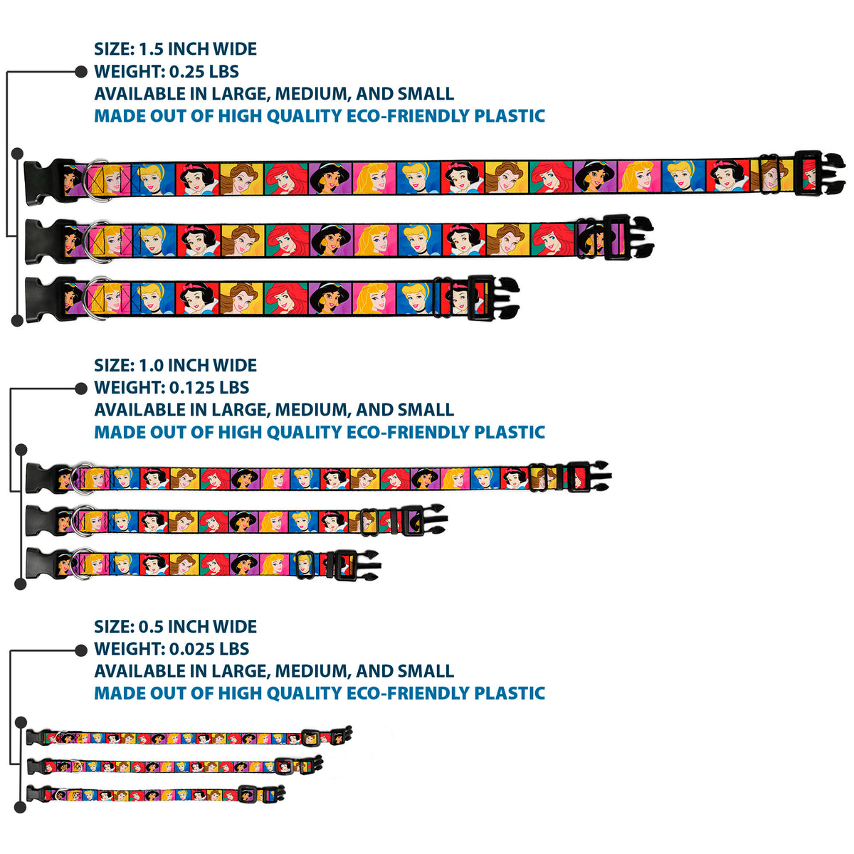 Plastic Clip Collar - Disney Princess Blocks Dog Collars Plastic Clip Side Release Disney