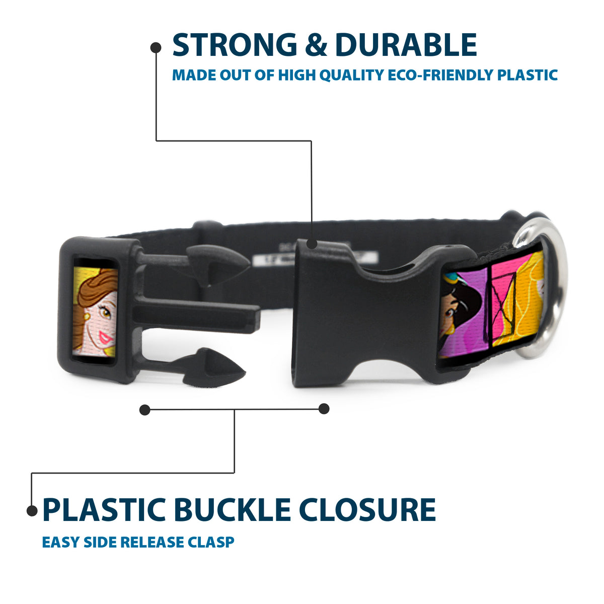 Plastic Clip Collar - Disney Princess Blocks Dog Collars Plastic Clip Side Release Disney