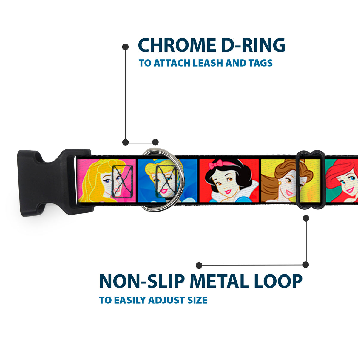 Plastic Clip Collar - Disney Princess Blocks Dog Collars Plastic Clip Side Release Disney