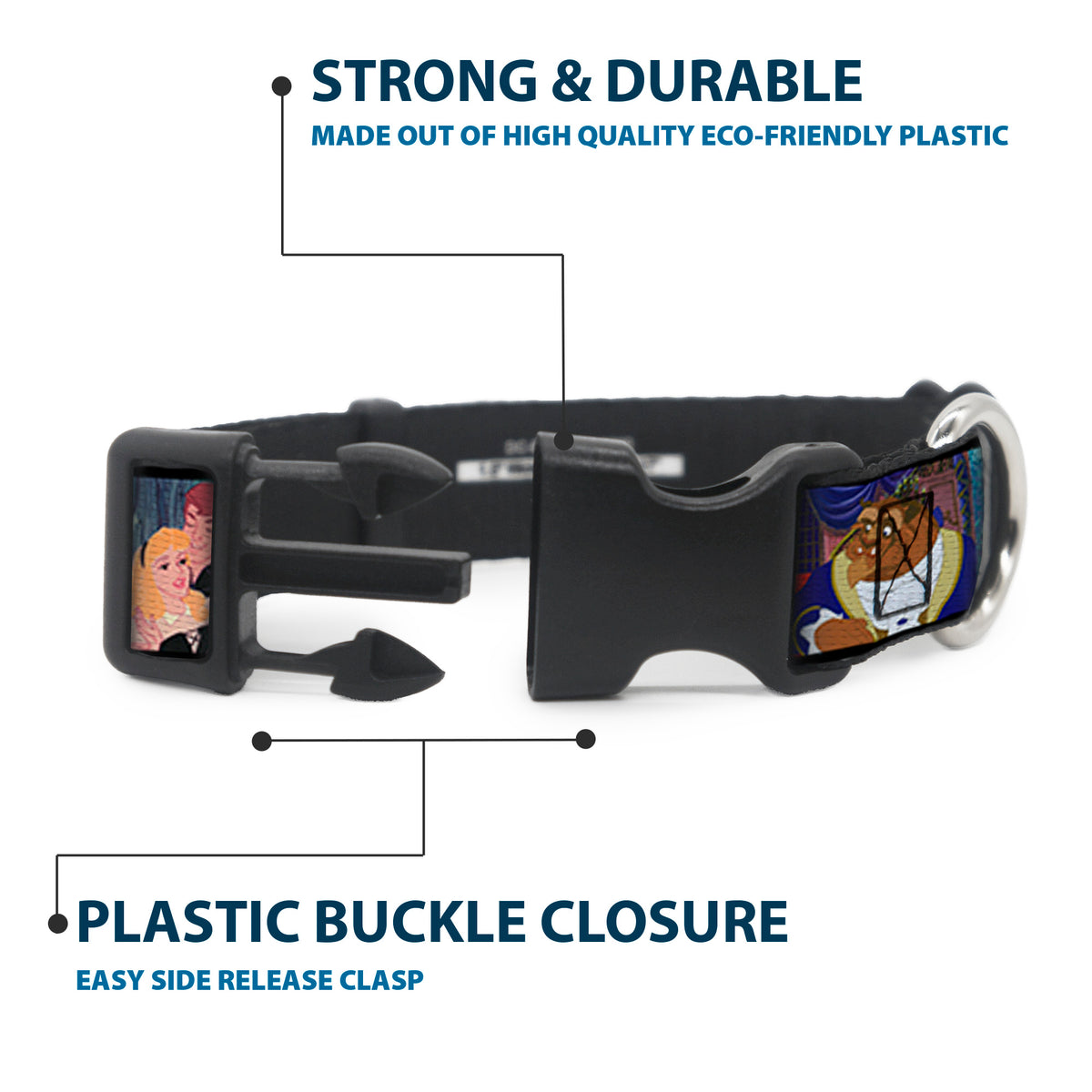Plastic Clip Collar - Disney Princess Scenes Framed Dog Collars Plastic Clip Side Release Disney