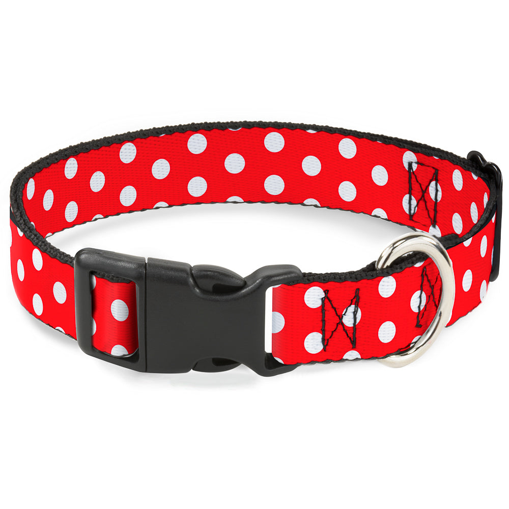 Plastic Clip Collar - Minnie Mouse Polka Dots Red/White Dog Collars Plastic Clip Side Release Disney