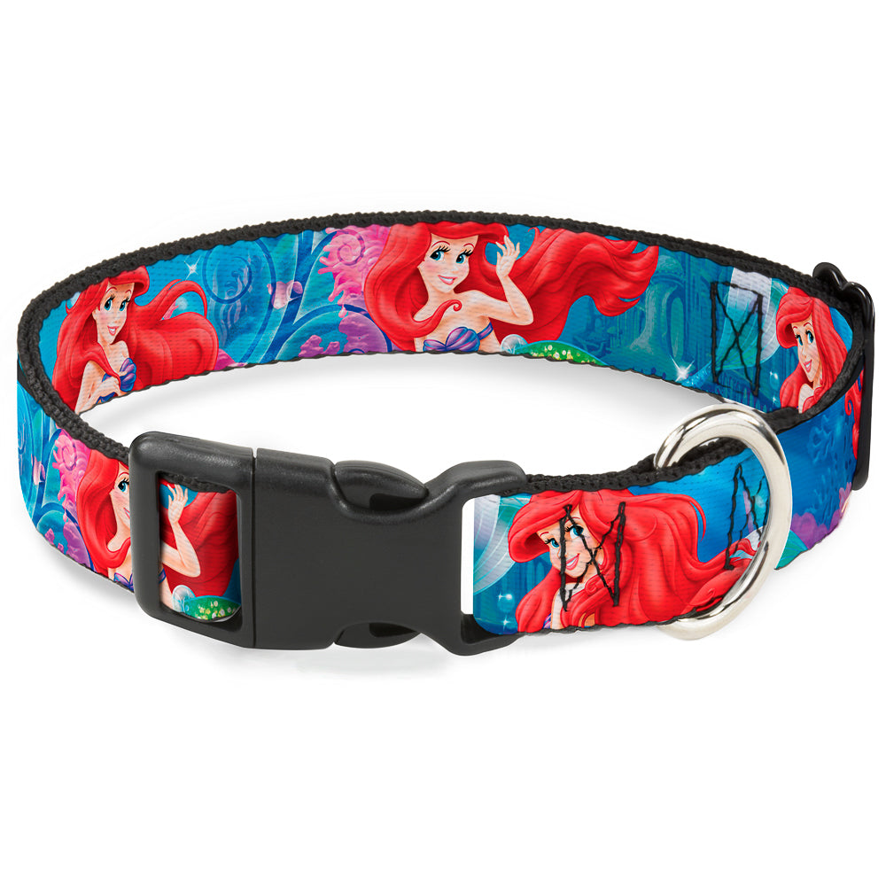 Plastic Clip Collar - Ariel Vivid Underwater Sparkle Poses/Castle Dog Collars Plastic Clip Side Release Disney