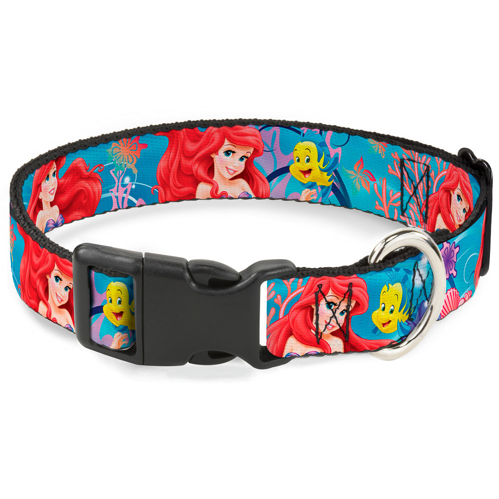 Plastic Clip Collar - Ariel & Flounder Vivid Underwater Poses Dog Collars Plastic Clip Side Release Disney