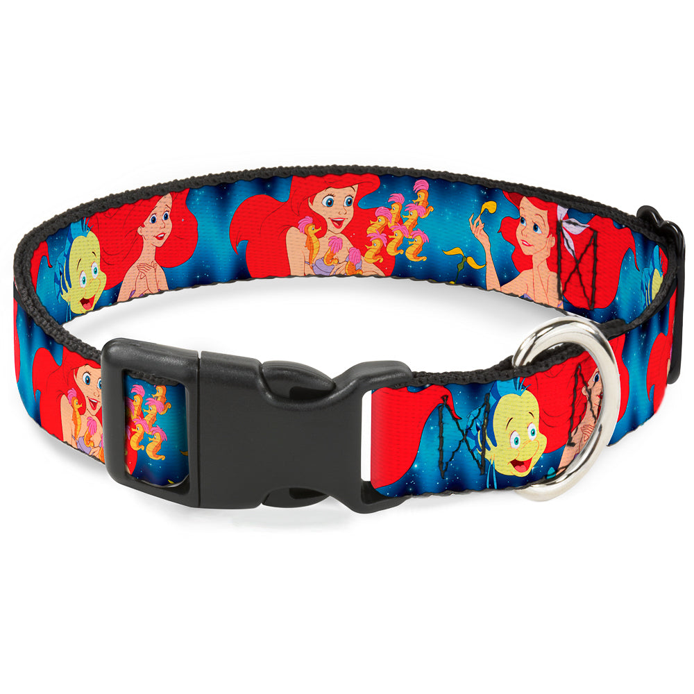 Plastic Clip Collar - The Little Mermaid Under the Sea Scenes Dog Collars Plastic Clip Side Release Disney