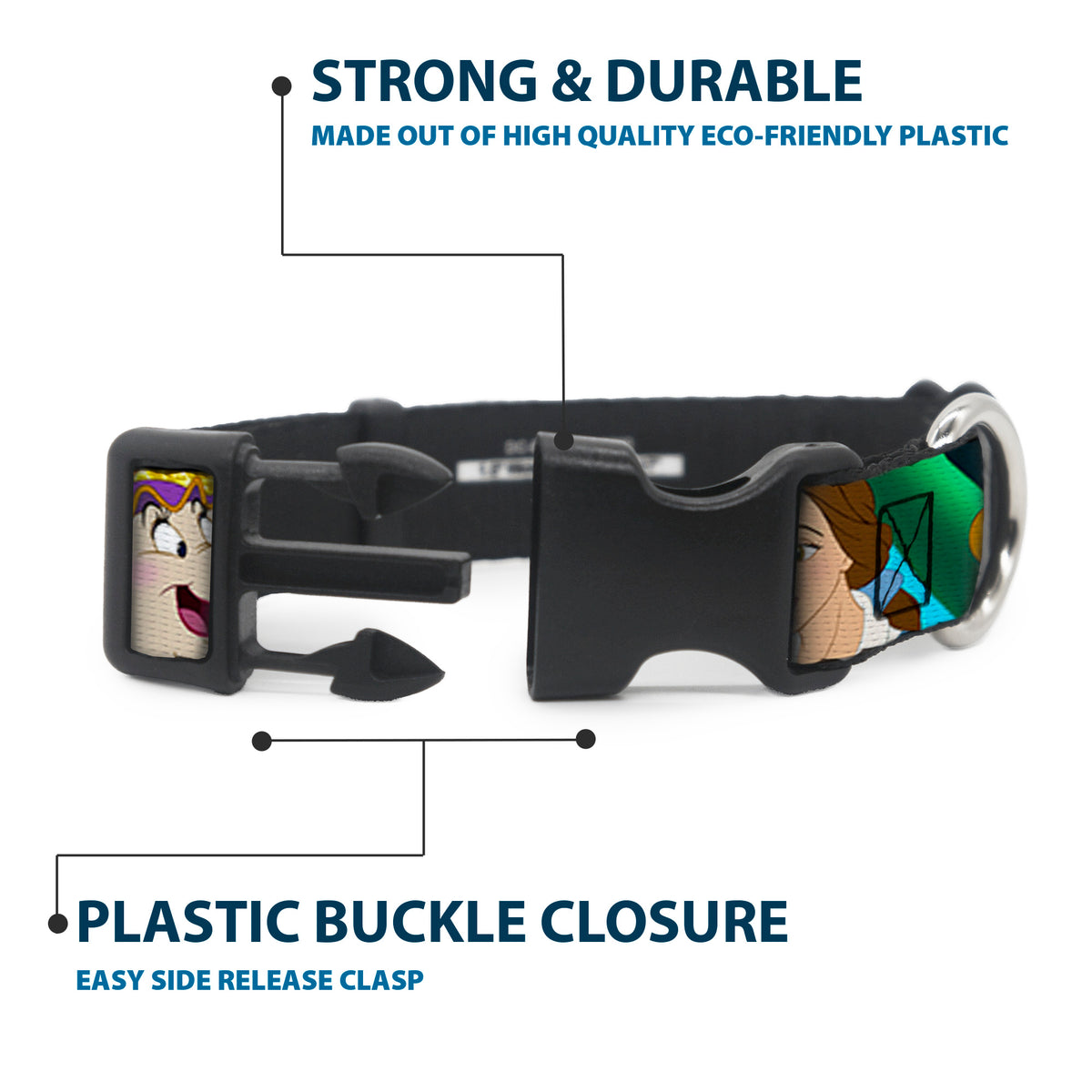 Plastic Clip Collar - Beauty & the Beast Be Our Guest Scenes Dog Collars Plastic Clip Side Release Disney