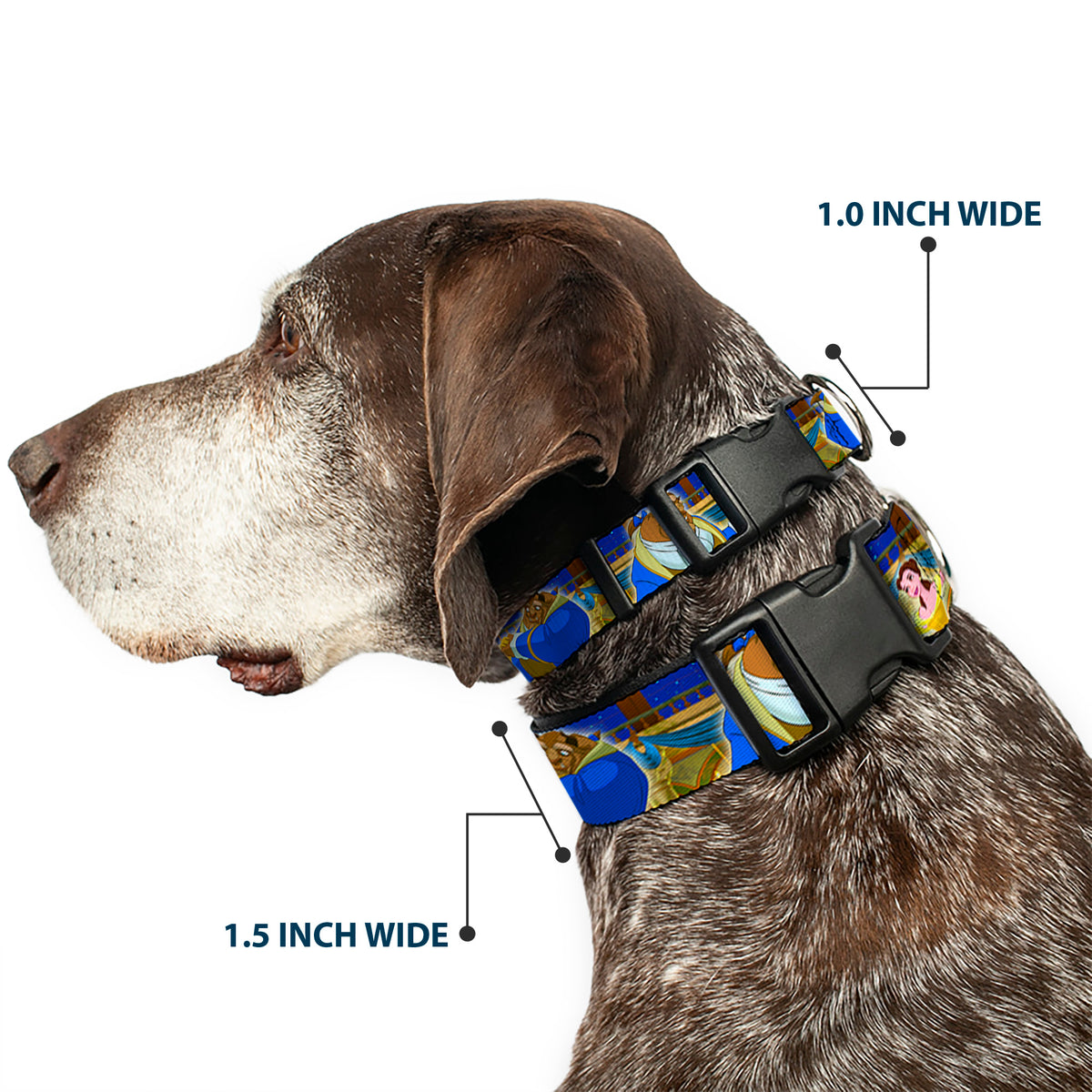 Plastic Clip Collar - Beast & Belle Ball Scene Poses Dog Collars Plastic Clip Side Release Disney