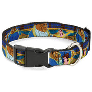 Plastic Clip Collar - Beast & Belle Ball Scene Poses Dog Collars Plastic Clip Side Release Disney