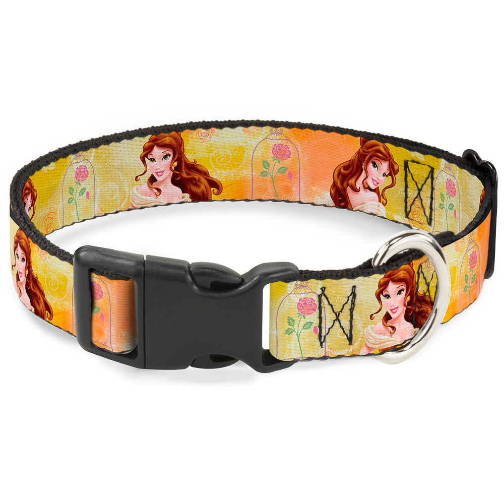 Plastic Clip Collar - Belle Poses/Enchanted Rose/Story Script Yellow/Pinks Dog Collars Plastic Clip Side Release Disney
