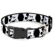 Plastic Clip Collar - Mickey Standing Pose Film Strip White/Black Dog Collars Plastic Clip Side Release Disney