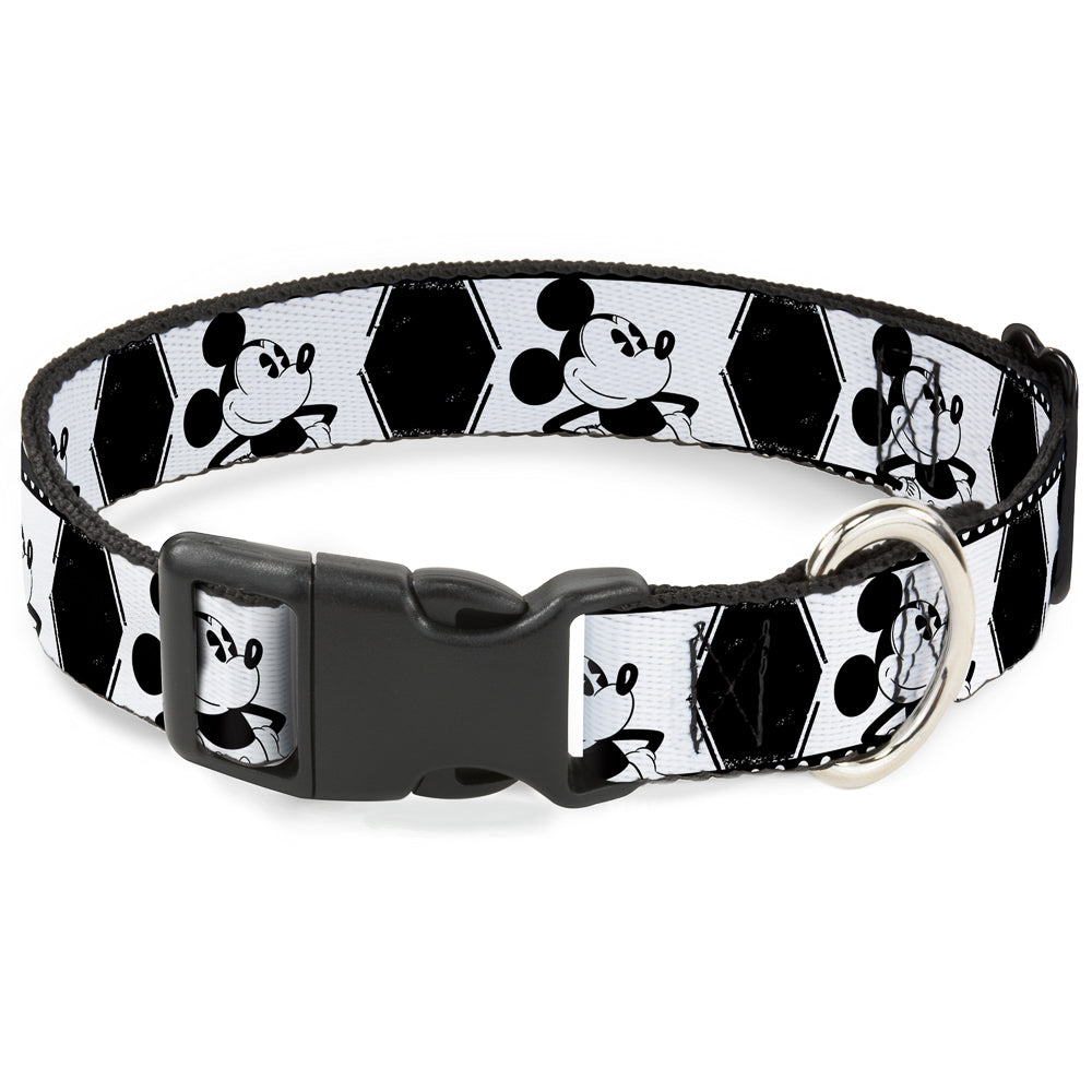 Plastic Clip Collar - Mickey Standing Pose Film Strip White/Black Dog Collars Plastic Clip Side Release Disney