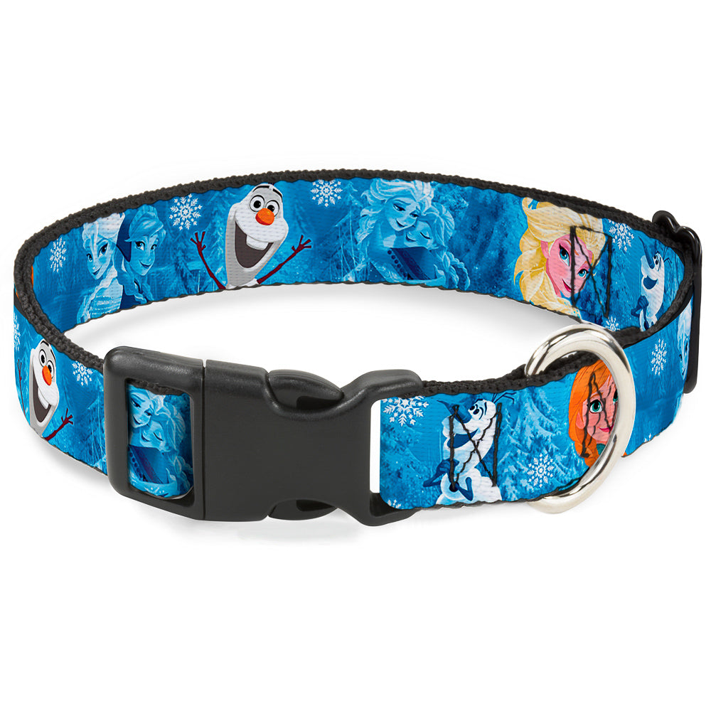 Plastic Clip Collar - Frozen Character Poses Blues Dog Collars Plastic Clip Side Release Disney