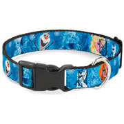 Plastic Clip Collar - Frozen Character Poses Blues Dog Collars Plastic Clip Side Release Disney