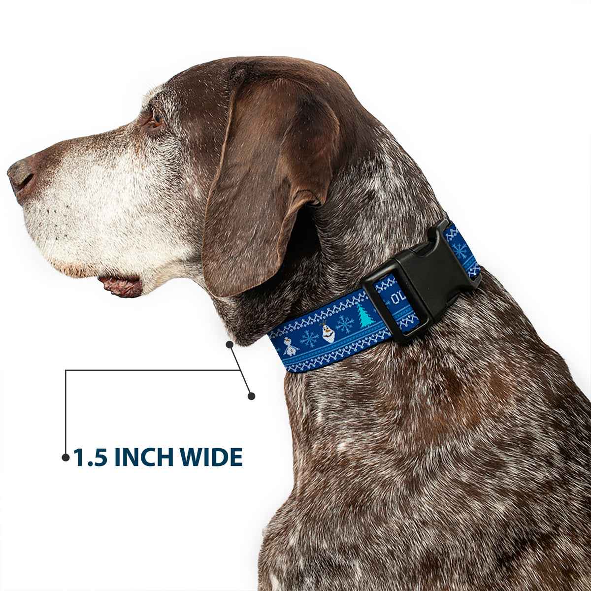 Plastic Clip Collar - Olaf/Snowflakes Stitch Blues/White Dog Collars Plastic Clip Side Release Disney