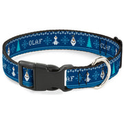 Plastic Clip Collar - Olaf/Snowflakes Stitch Blues/White Dog Collars Plastic Clip Side Release Disney