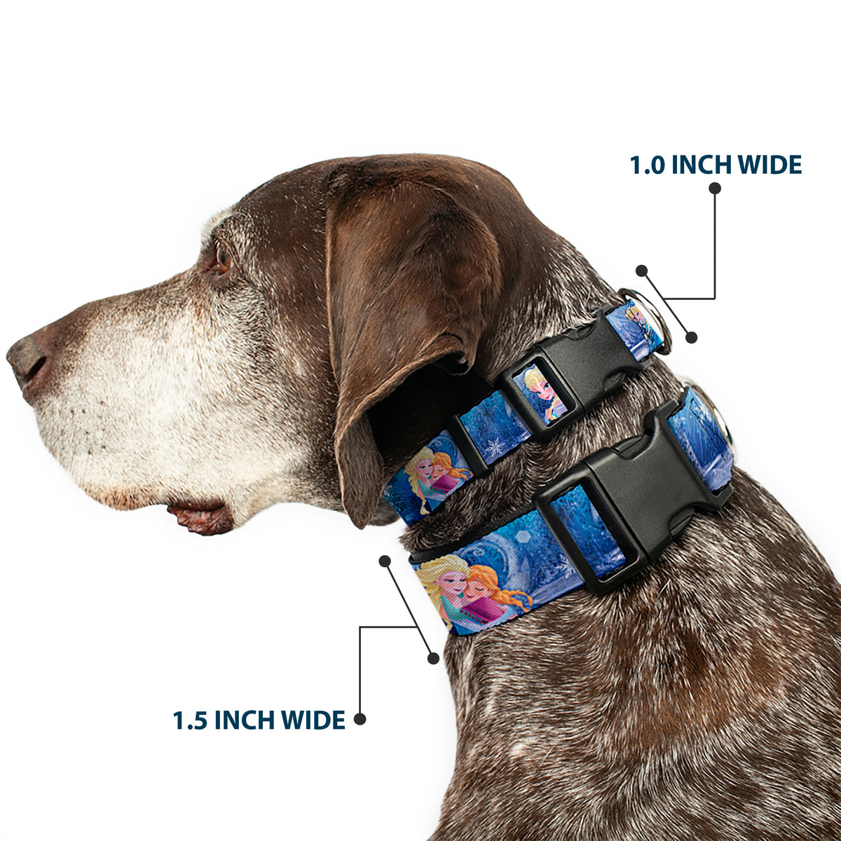Plastic Clip Collar - Frozen Elsa the Snow Queen Poses/Snowflakes Dog Collars Plastic Clip Side Release Disney