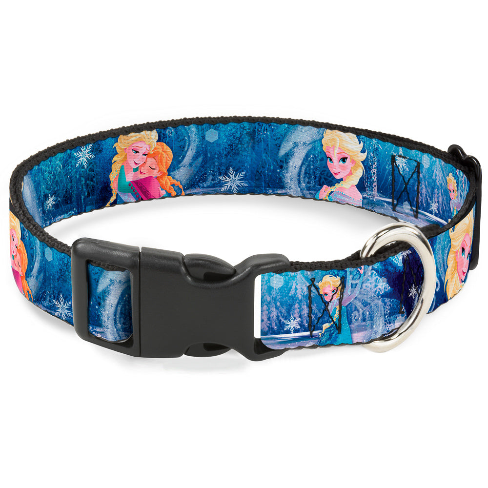Plastic Clip Collar - Frozen Elsa the Snow Queen Poses/Snowflakes Dog Collars Plastic Clip Side Release Disney