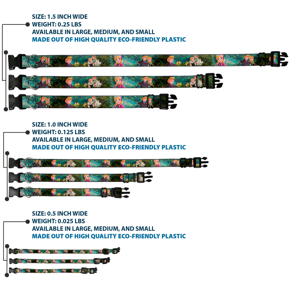 Plastic Clip Collar - Anna & Hans/Anna & Kristoff Poses Dog Collars Plastic Clip Side Release Disney