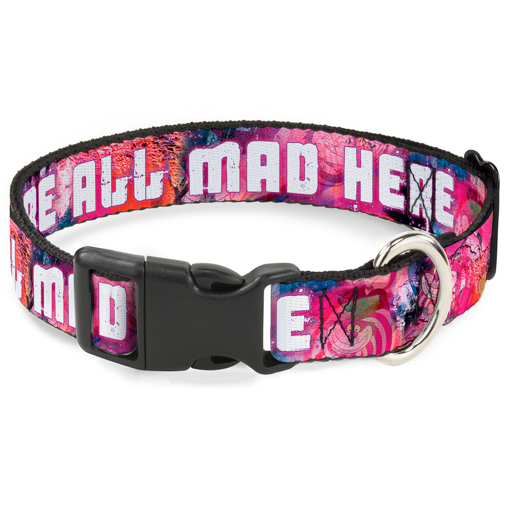 Plastic Clip Collar - Transparent Cheshire Cat Poses WE'RE ALL MAD HERE Dog Collars Plastic Clip Side Release Disney