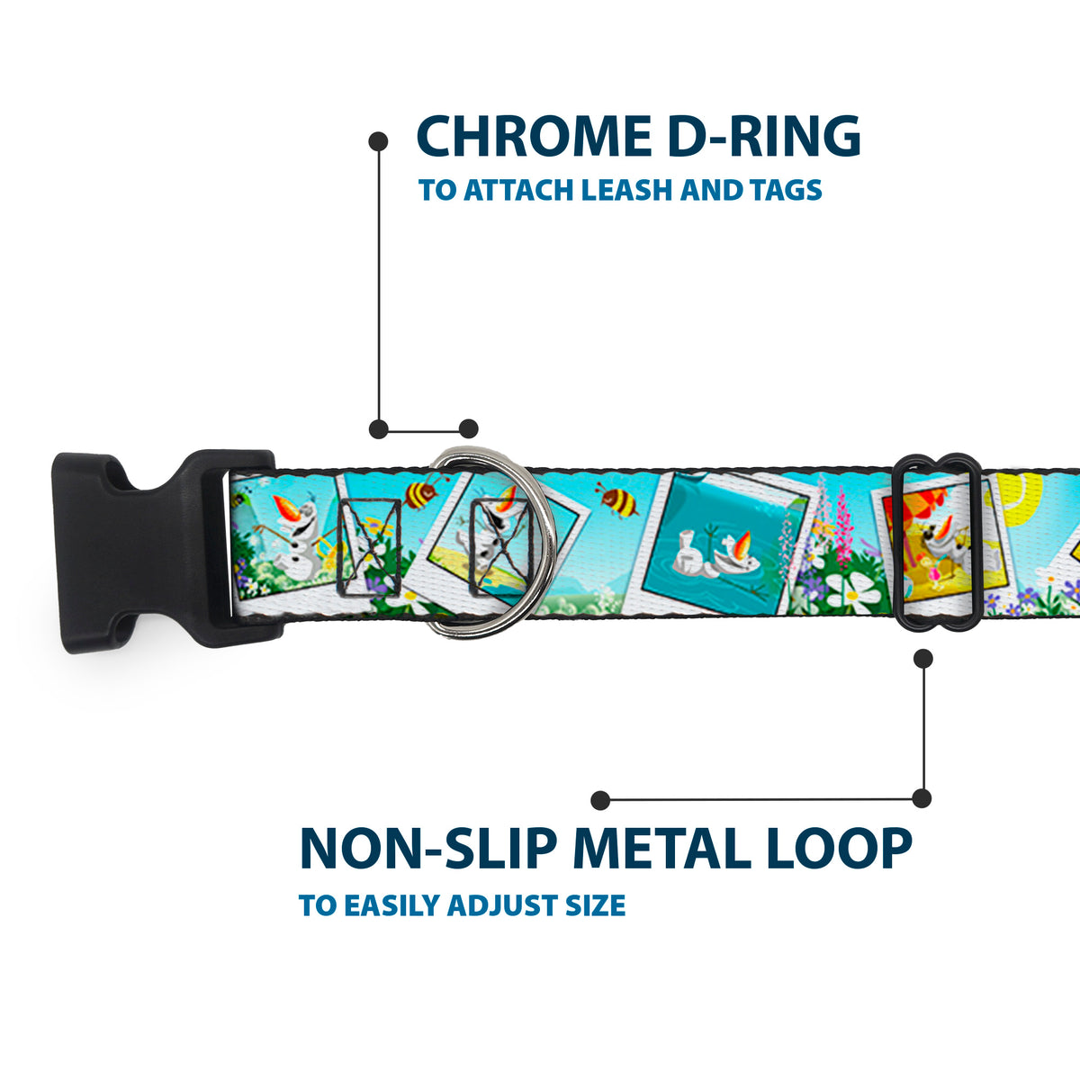 Plastic Clip Collar - Olaf Summertime Snapshots Dog Collars Plastic Clip Side Release Disney