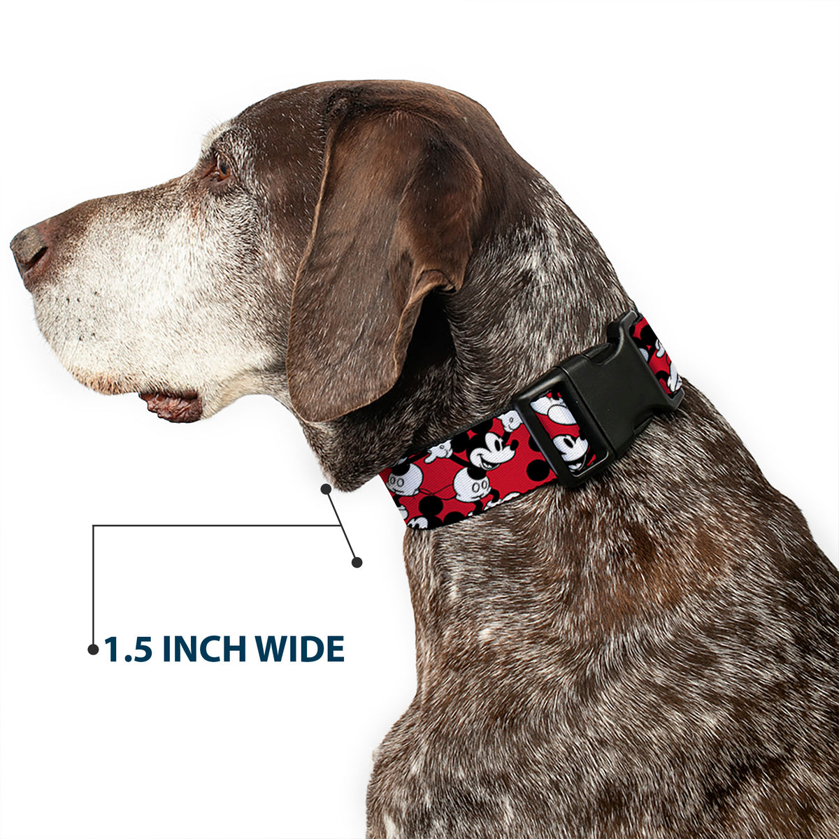 Plastic Clip Collar - Mickey Mouse Poses Scattered Red/Black/White Dog Collars Plastic Clip Side Release Disney