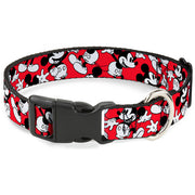 Plastic Clip Collar - Mickey Mouse Poses Scattered Red/Black/White Dog Collars Plastic Clip Side Release Disney