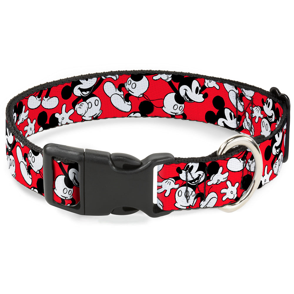 Plastic Clip Collar - Mickey Mouse Poses Scattered Red/Black/White Dog Collars Plastic Clip Side Release Disney