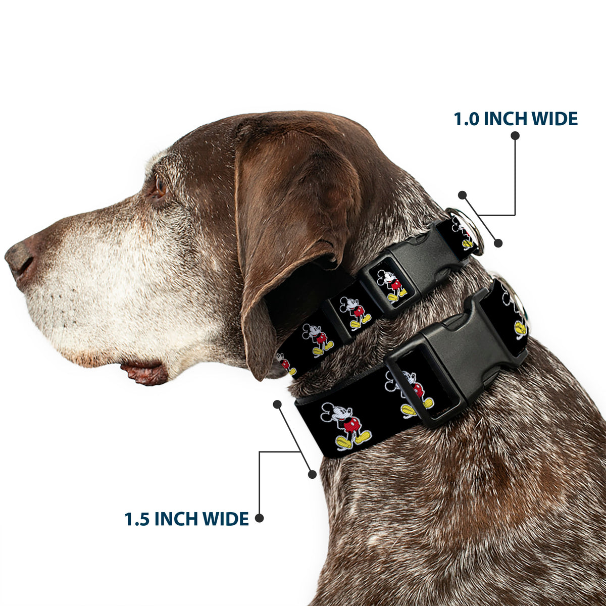 Plastic Clip Collar - Classic Mickey Mouse Pose Black Dog Collars Plastic Clip Side Release Disney