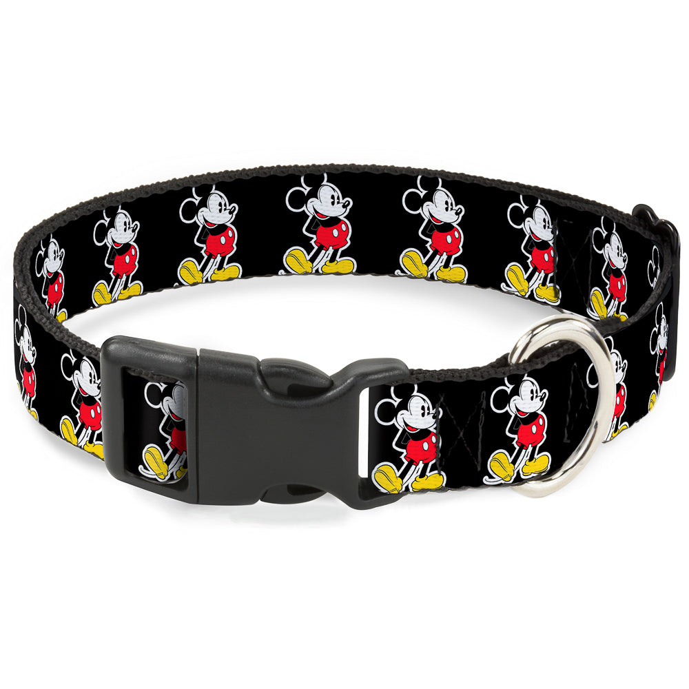 Plastic Clip Collar - Classic Mickey Mouse Pose Black Dog Collars Plastic Clip Side Release Disney
